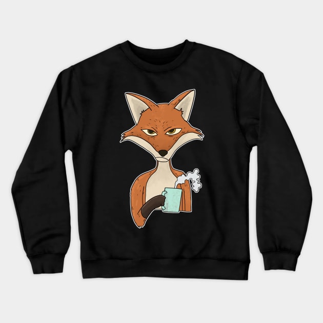 Grumpy Fox with Coffee Morning Grouch Crewneck Sweatshirt by Mesyo